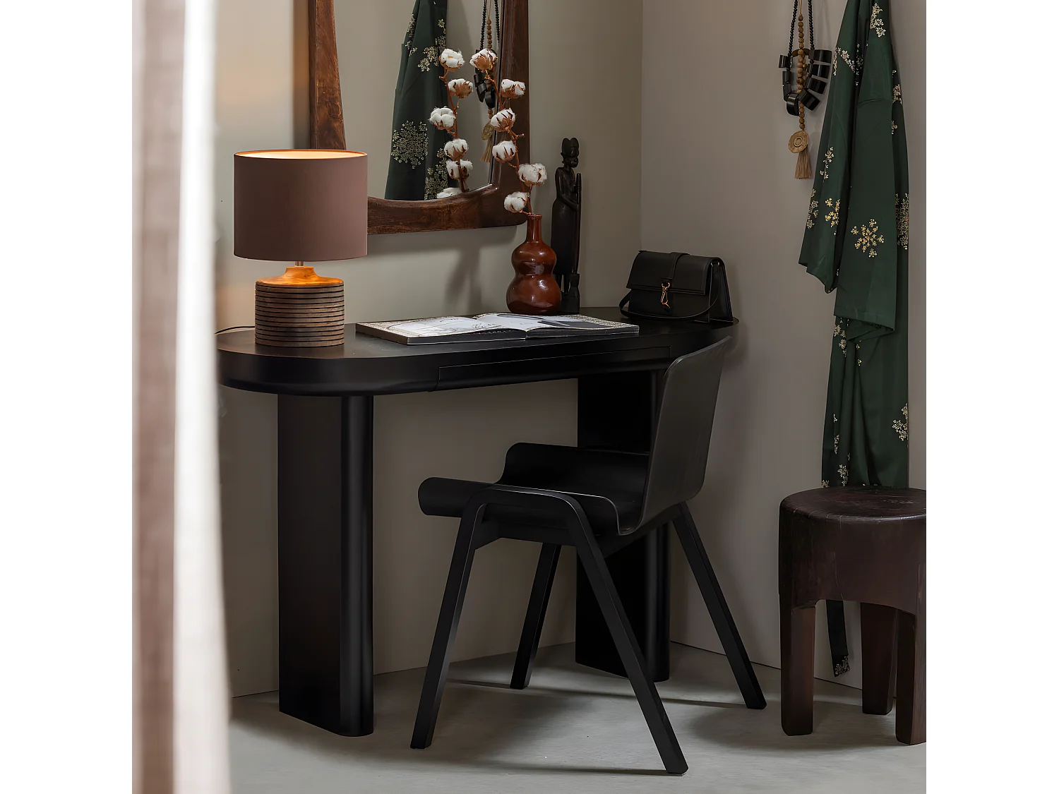 Mael - Bureau 1 tiroir en bois L120cm - Noir