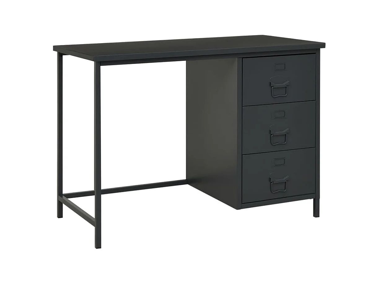 Bureau industriel avec tiroirs Anthracite 105x52x75 cm Acier