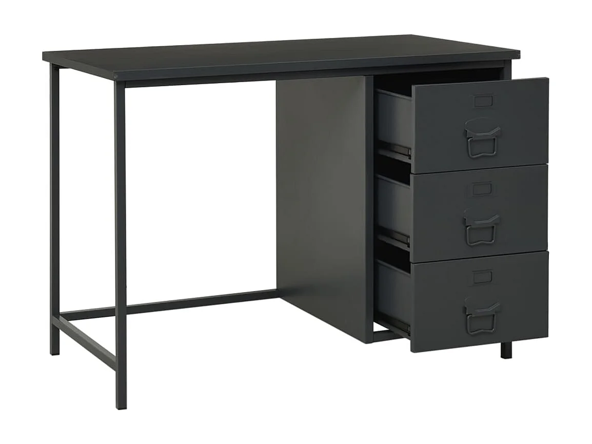 Bureau industriel avec tiroirs Anthracite 105x52x75 cm Acier