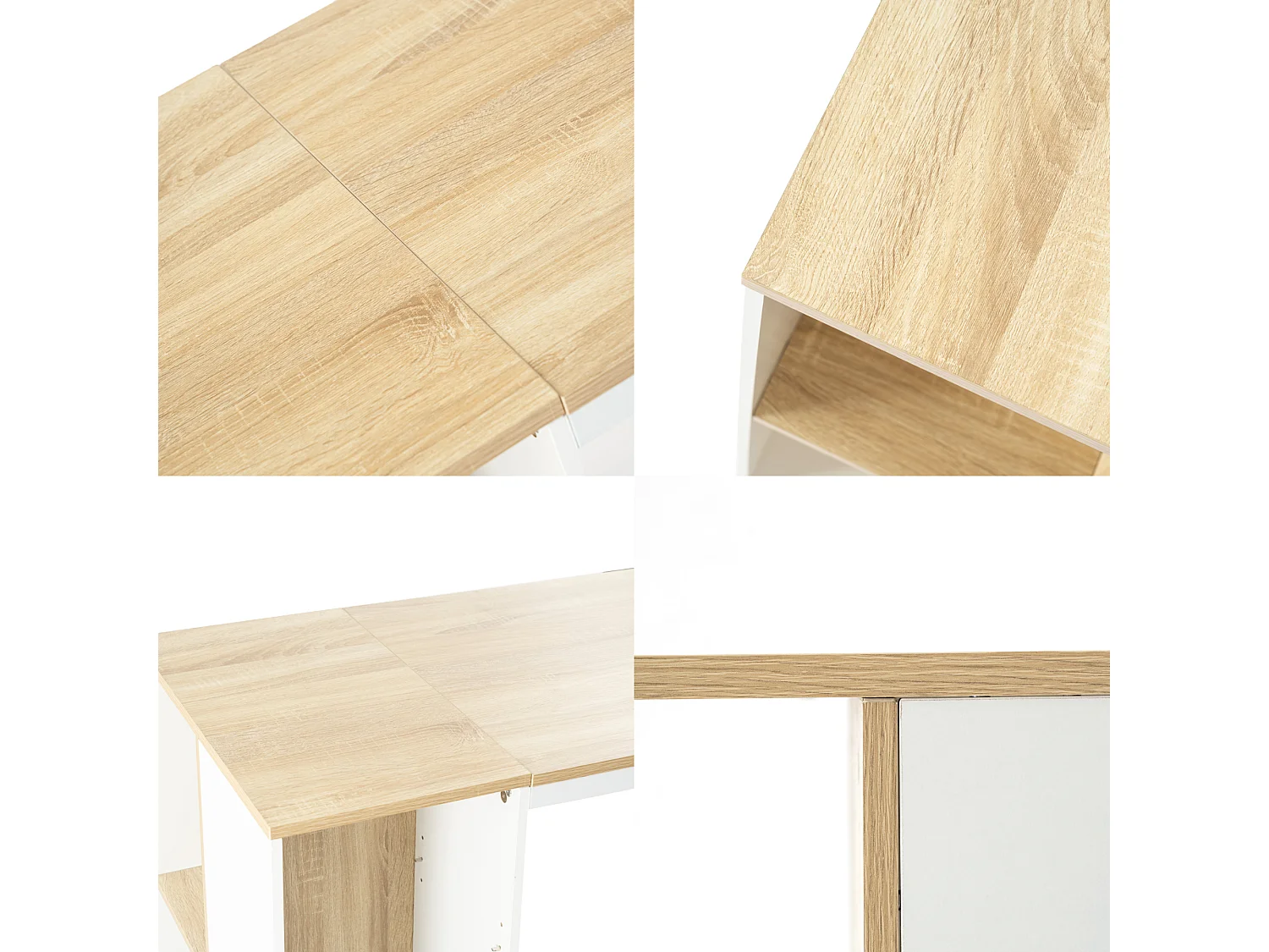 URBAN MEUBLE Bureau avec étagères intégrées en bois et métal blanc