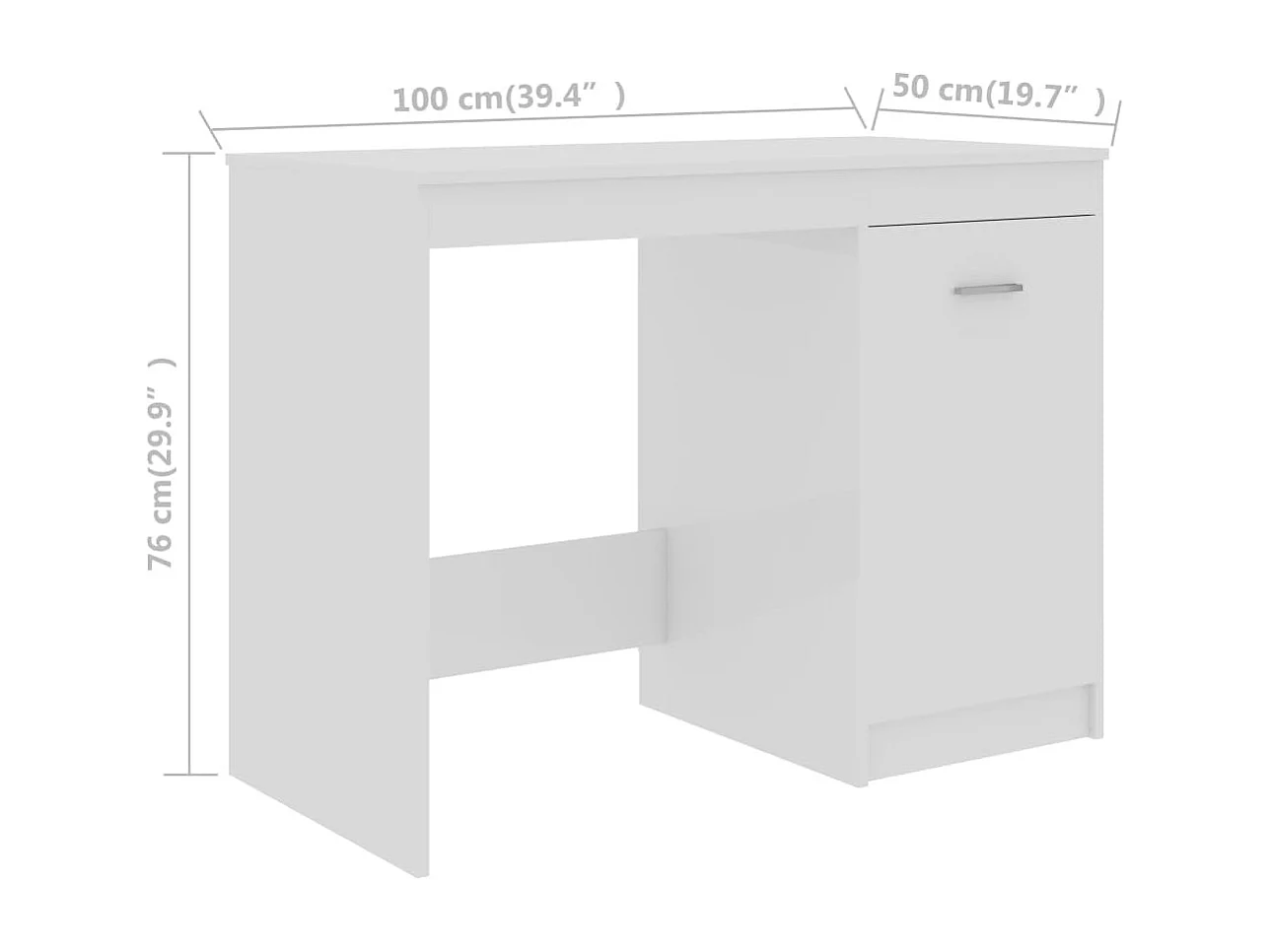 Bureau Blanc brillant 100x50x76 cm Bois d’ingénierie