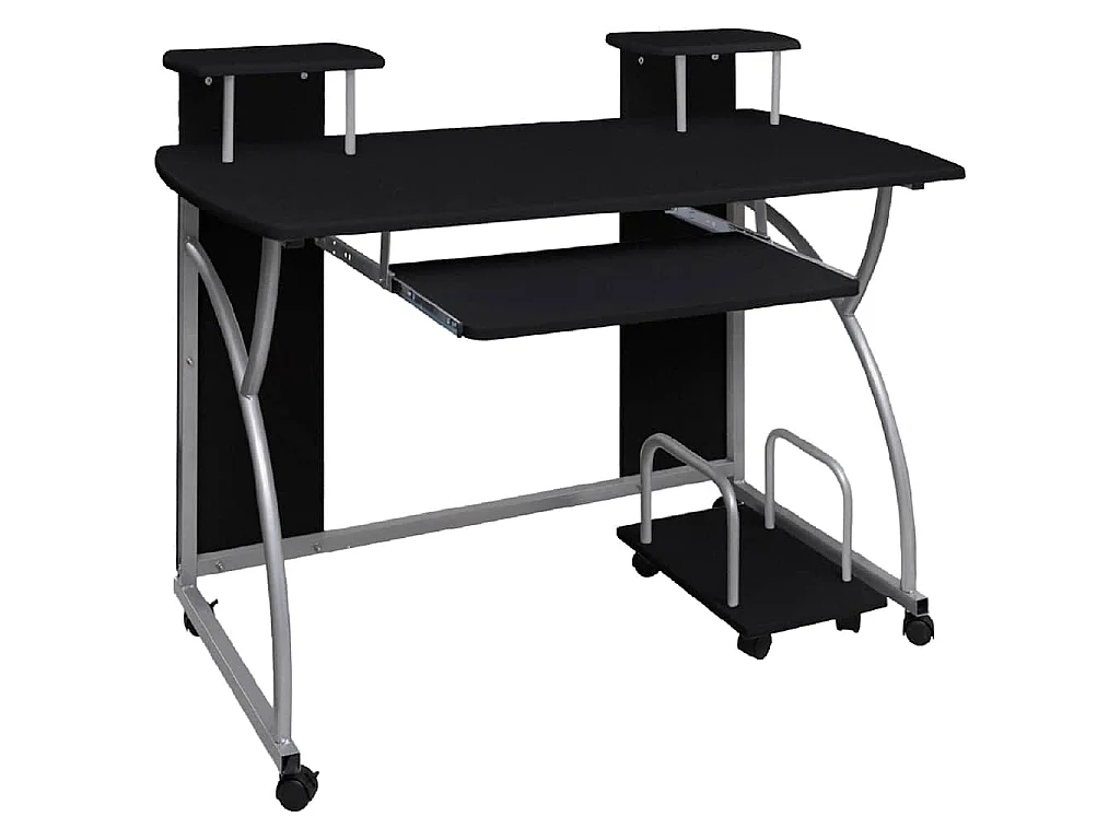 Bureau d'ordinateur Noir 110x52x88,5 cm Bois d’ingénierie