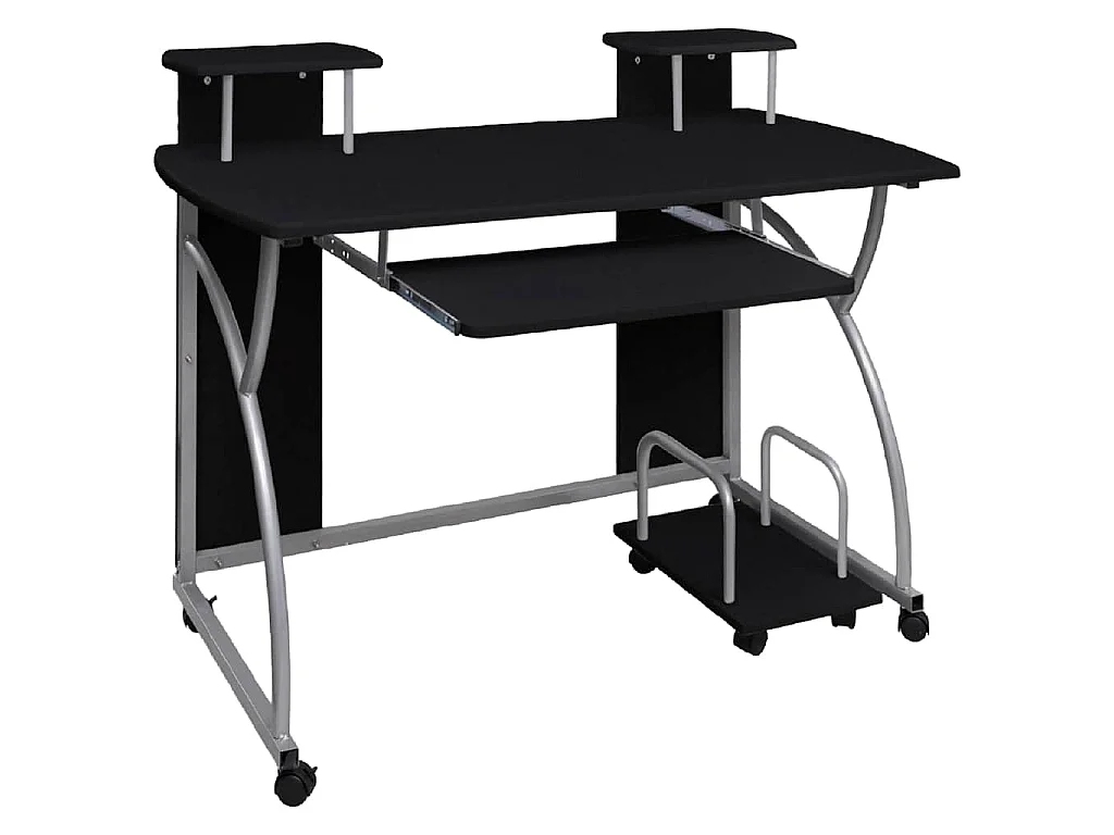 Bureau d'ordinateur Noir 110x52x88,5 cm Bois d’ingénierie