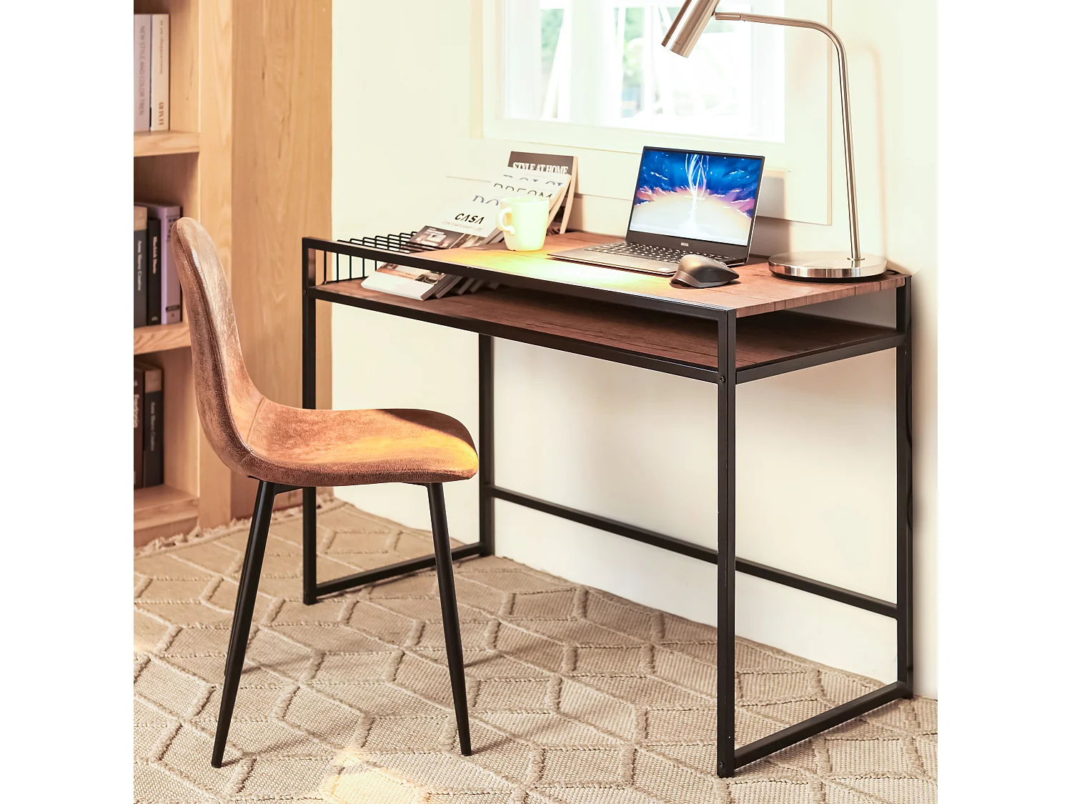 Bureau compact industriel avec rangement porte revue 110x47 LINE ALFI A