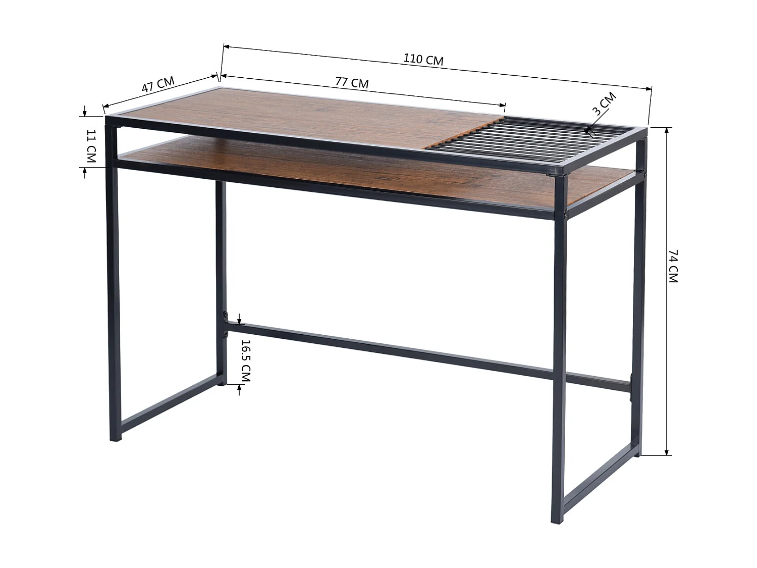 Bureau compact industriel avec rangement porte revue 110x47 LINE ALFI A