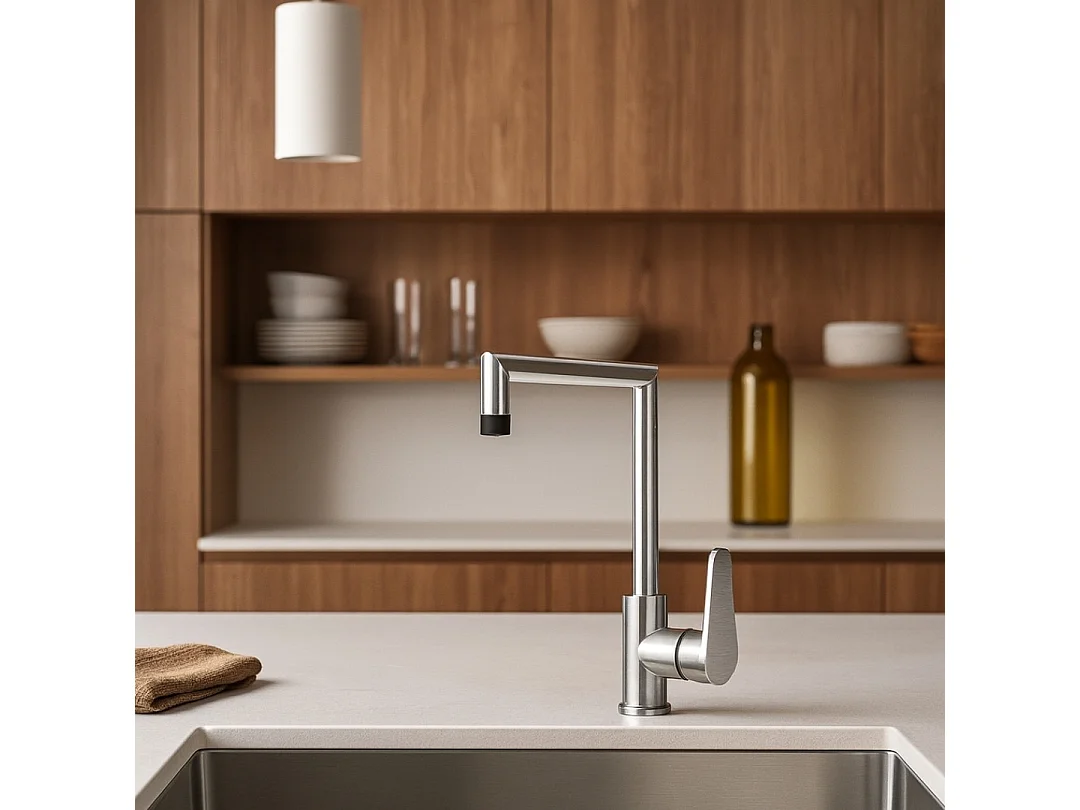 Fangolo mitigeur évier façon inox et noir - Essebagno