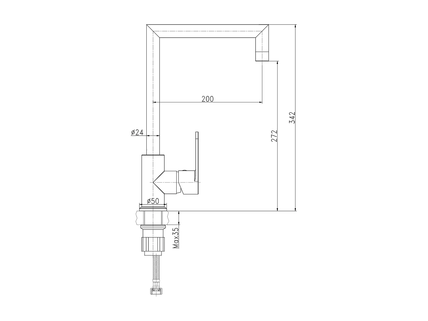 Fangolo mitigeur évier façon inox et noir - Essebagno