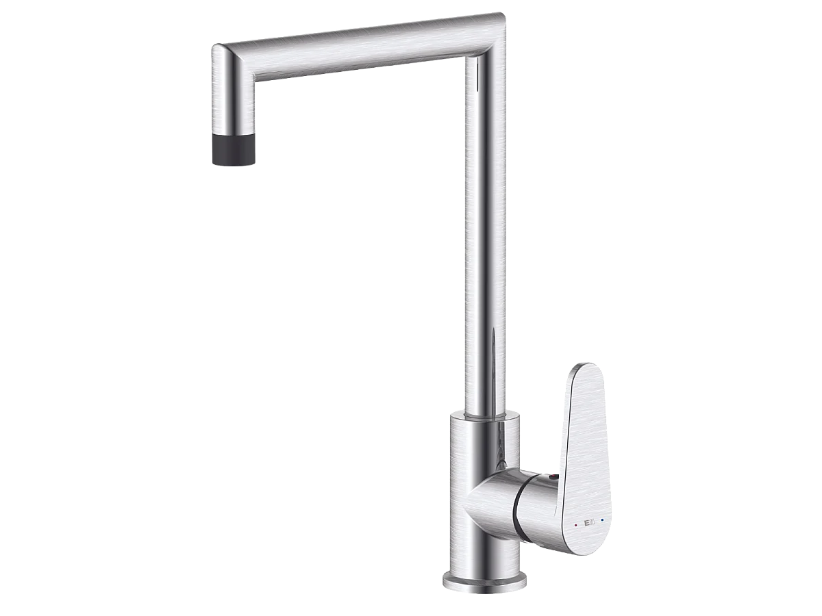 Fangolo mitigeur évier façon inox et noir - Essebagno