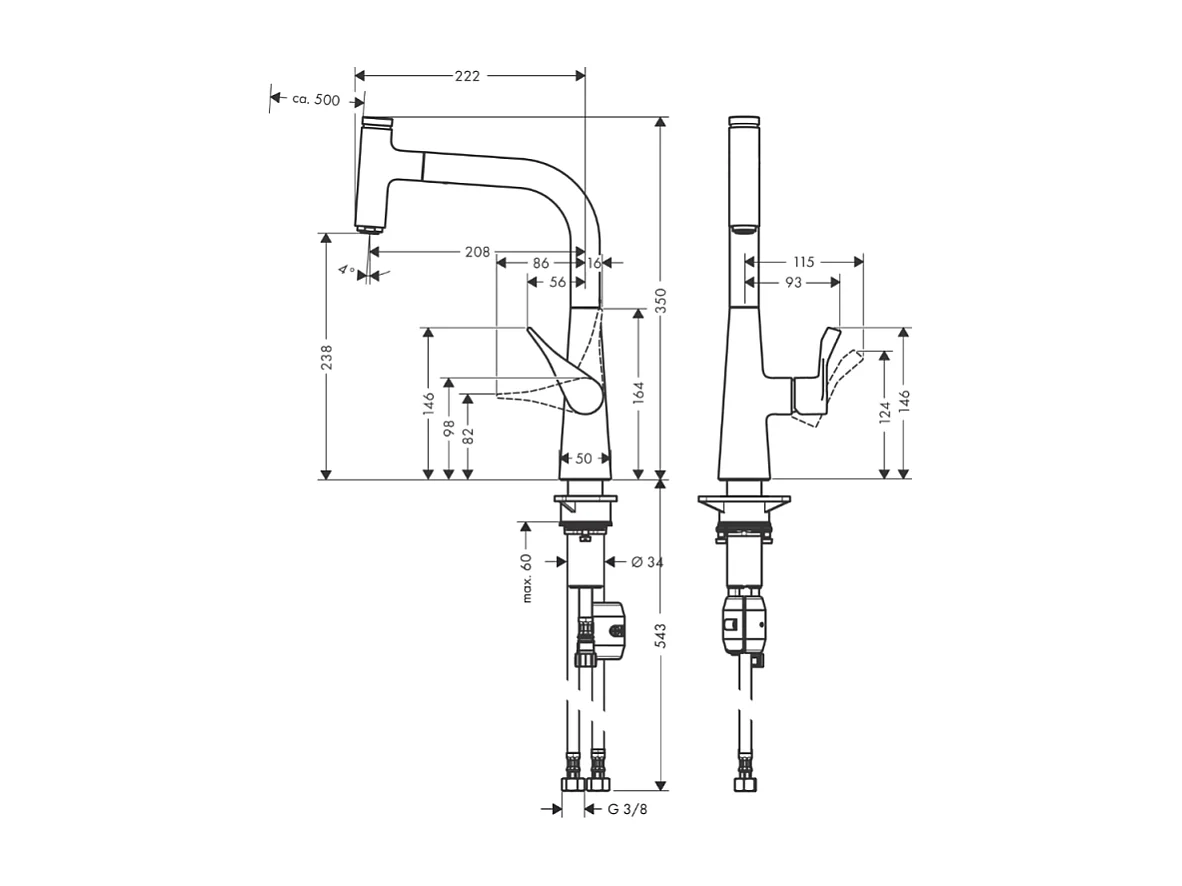 Robinet de cuisine avec douchette HANSGROHE Metris Select M71 240 chromé + nettoyant Briochin