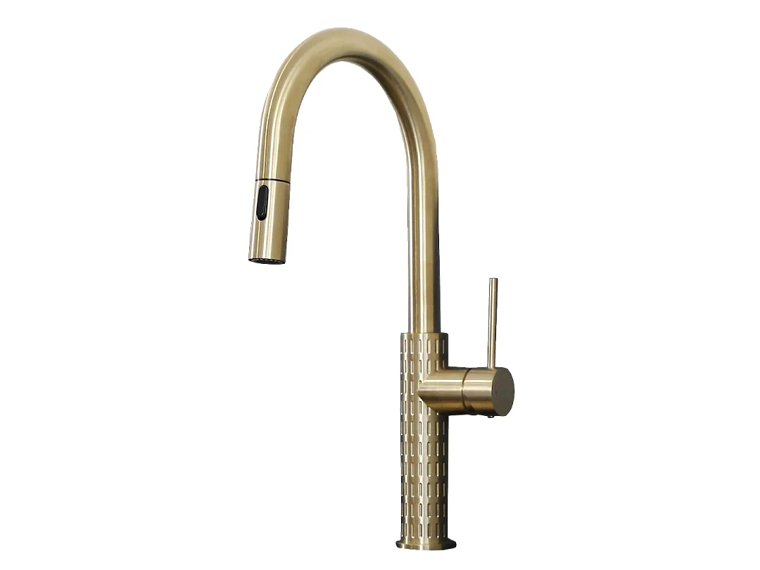 Architek miscelatore per lavello con soffione estraibile oro spazzolato Essebagno