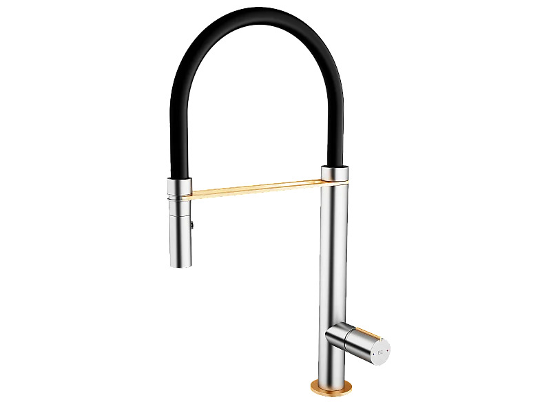 Exil Miscelatore monocomando per lavabo satinato e oro rosa con doccetta Essebagno