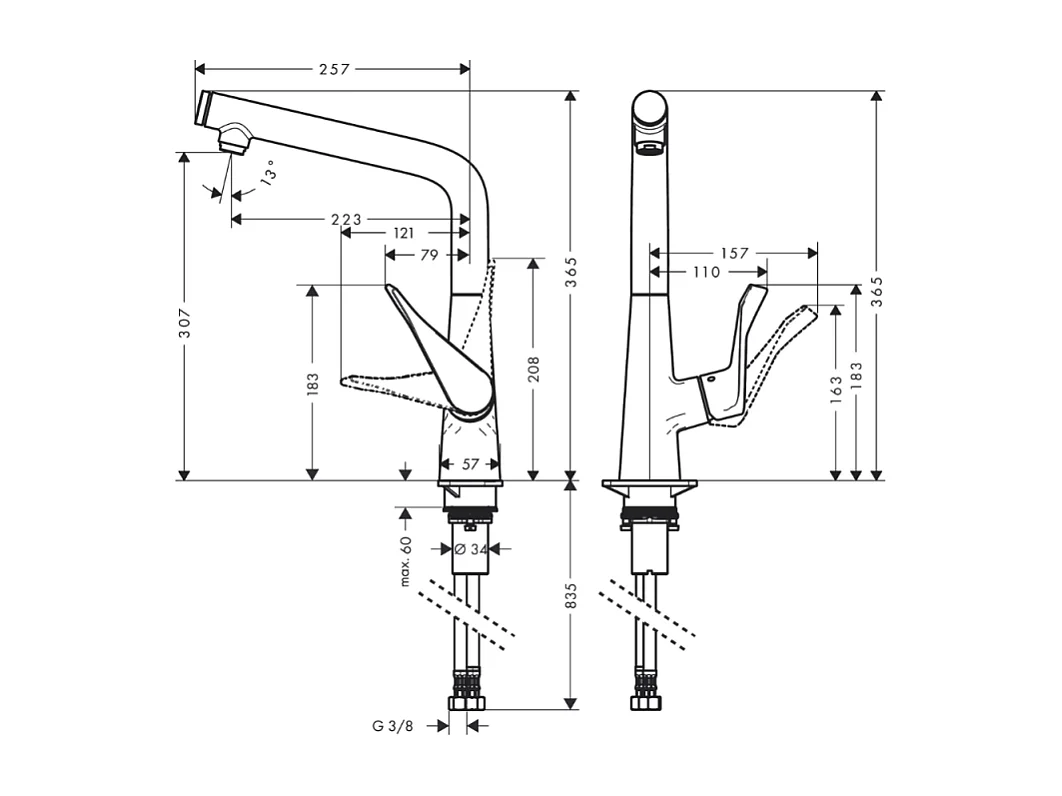 Robinet de cuisine HANSGROHE Metris Select M71 320 chromé + nettoyant Briochin