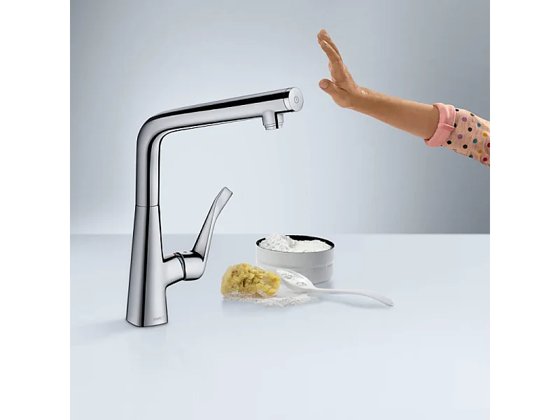 Robinet de cuisine HANSGROHE Metris Select M71 320 chromé + nettoyant Briochin