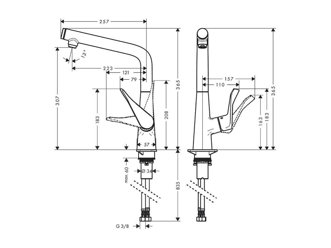 Robinet de cuisine HANSGROHE Metris Select M71 320 chromé + nettoyant Briochin
