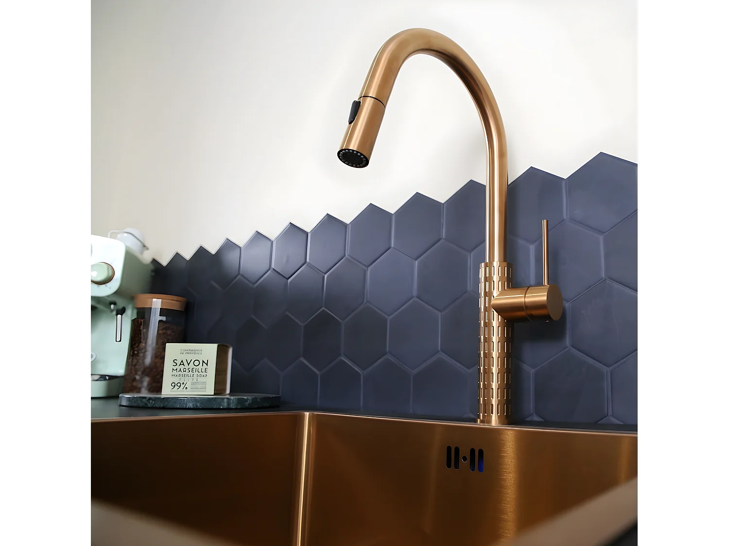 Architek mitigeur évier douchette extractible cuivre brossé - Essebagno