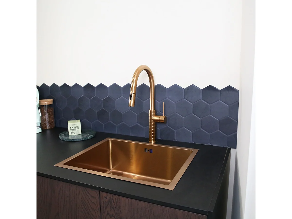 Architek miscelatore per lavello con soffione estraibile rame spazzolato Essebagno