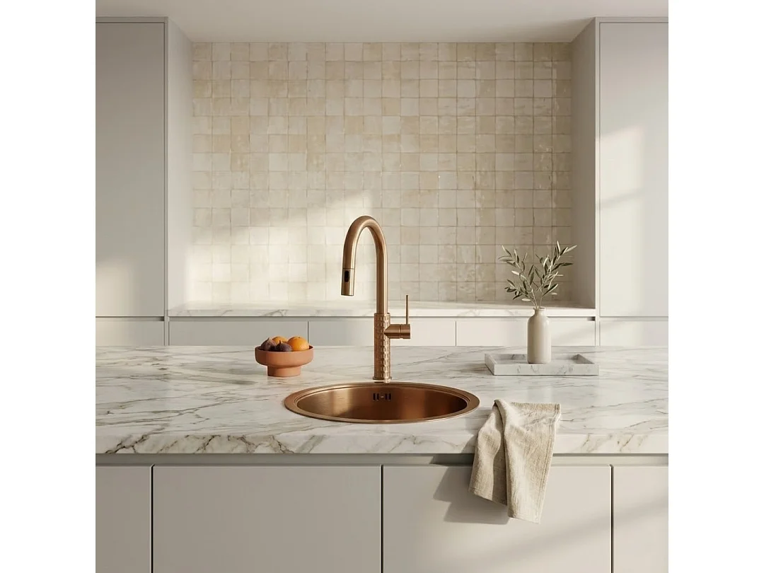 Architek miscelatore per lavello con soffione estraibile rame spazzolato Essebagno