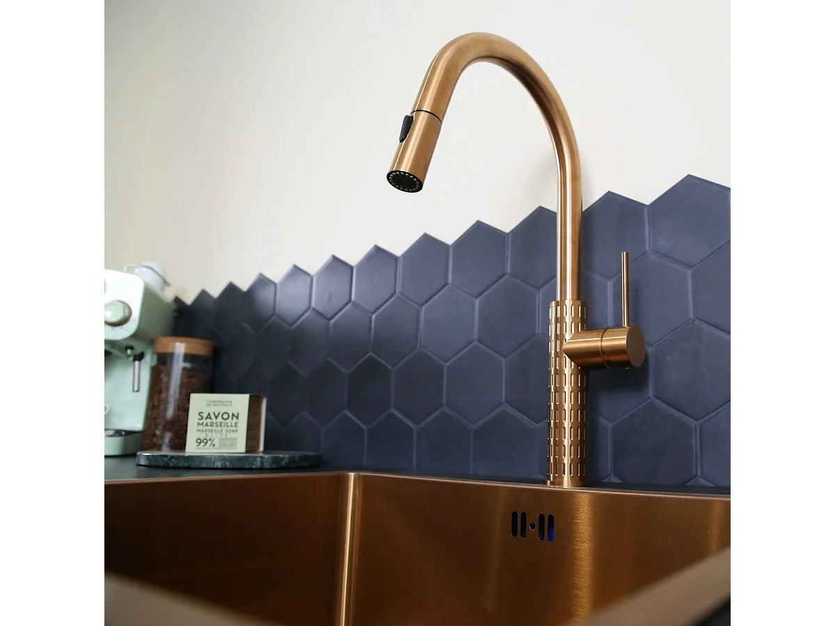 Architek miscelatore per lavello con soffione estraibile rame spazzolato Essebagno