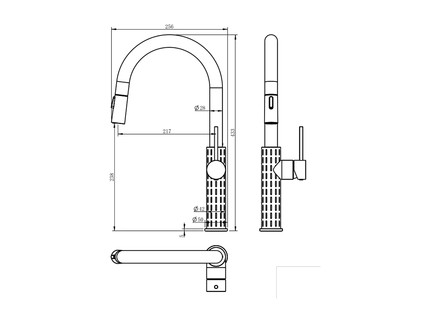 Architek Spültischmischer Ausziehbare Handbrause Kupfer gebürstet Essebagno