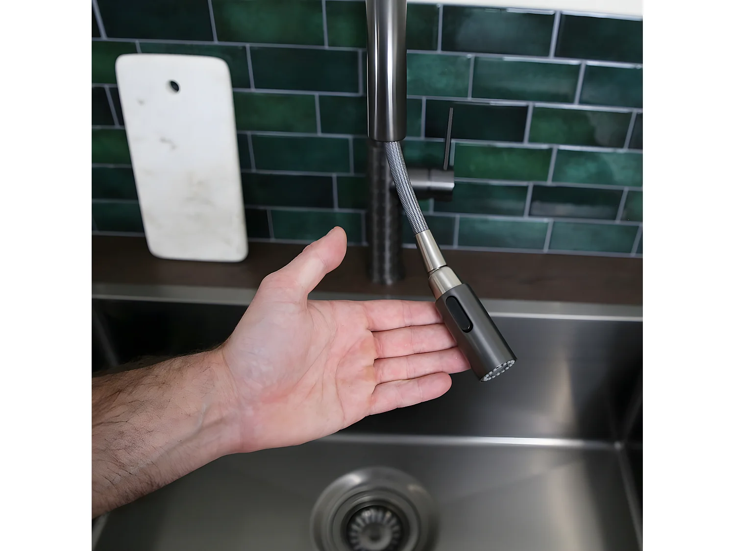 Architek Spültischmischer Ausziehbare Handbrause Kupfer gebürstet Essebagno