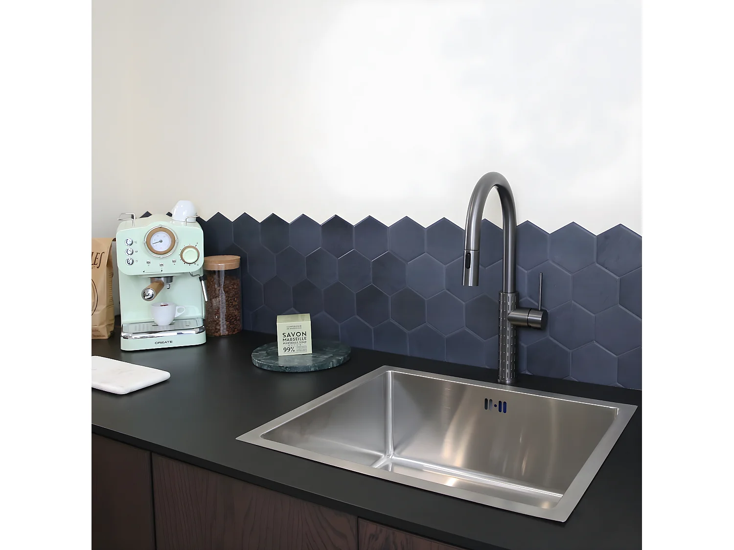 Architek mitigeur évier douchette extractible gris gun métal - Essebagno