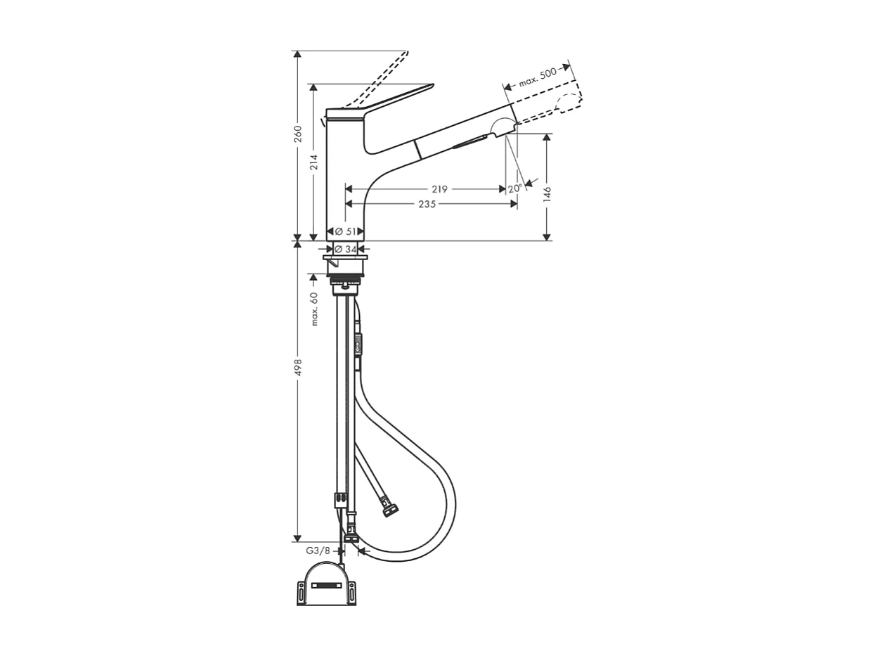 Robinet de cuisine avec douchette HANSGROHE Zesis M33 150 sBox 2 jets aspect acier inox + nettoyant Briochin