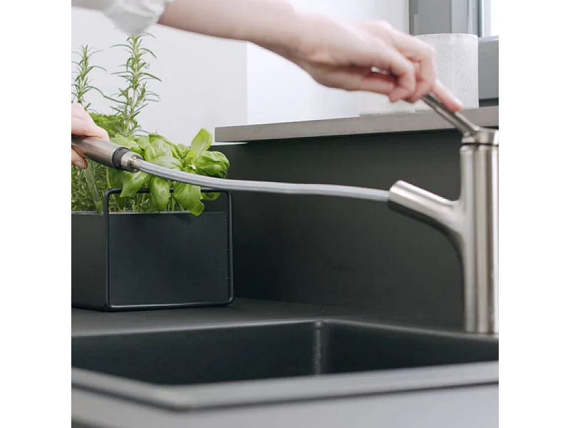 Robinet de cuisine avec douchette HANSGROHE Zesis M33 150 sBox 2 jets aspect acier inox + nettoyant Briochin