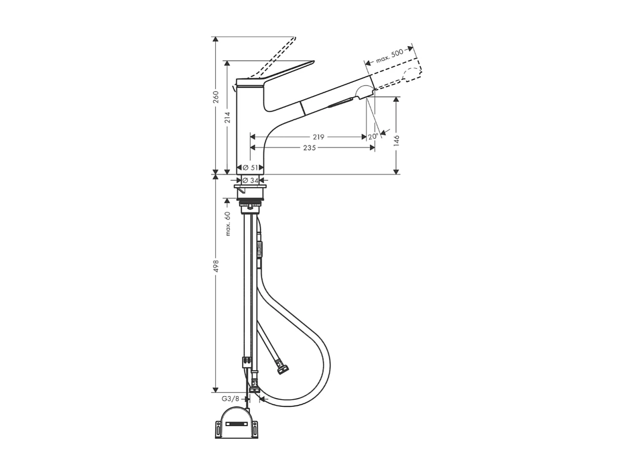 Robinet de cuisine avec douchette HANSGROHE Zesis M33 150 sBox 2 jets aspect acier inox + nettoyant Briochin