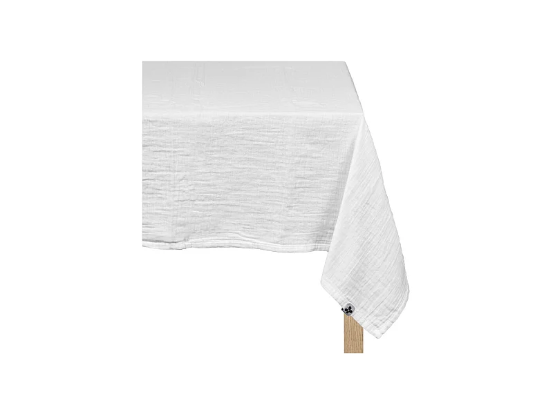 Nappe 150 x 250 cm en double gaze de coton gaufrée blanc - PEPA