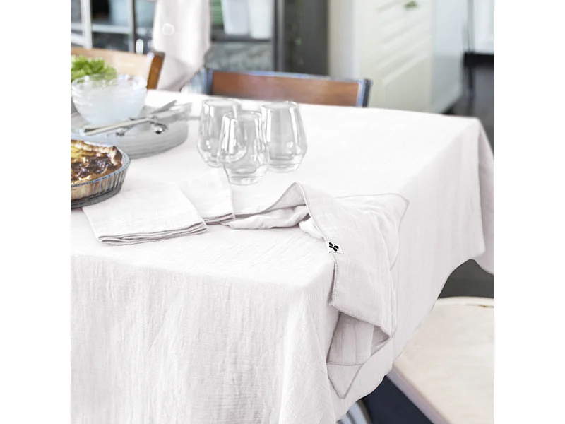 Nappe 150 x 250 cm en double gaze de coton gaufrée blanc - PEPA
