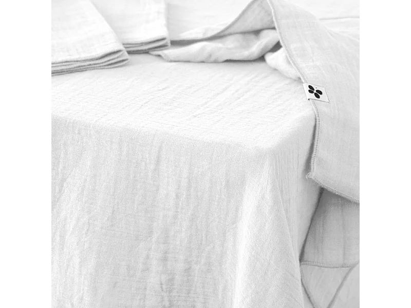 Nappe 150 x 250 cm en double gaze de coton gaufrée blanc - PEPA