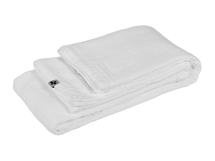 Nappe 150 x 250 cm en double gaze de coton gaufrée blanc - PEPA