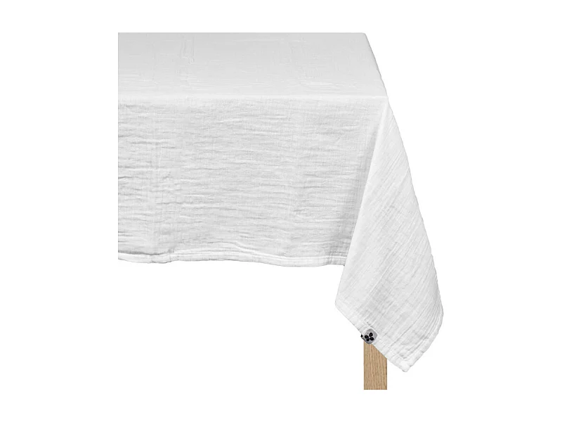 Nappe 150 x 250 cm en double gaze de coton gaufrée blanc - PEPA