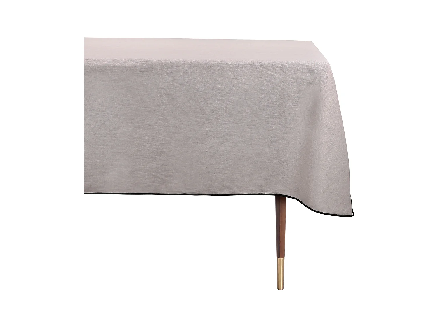 Nappe coton et lin taupe bourdon noir 300x170cm