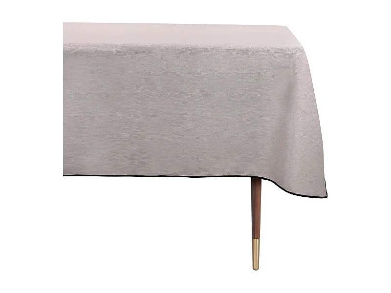 Nappe coton et lin taupe bourdon noir 300x170cm