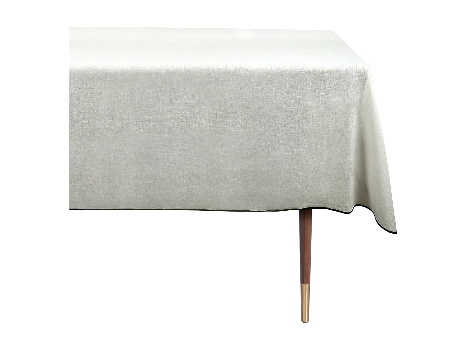 Nappe en coton et lin blanc bourdon noir 250x170cm