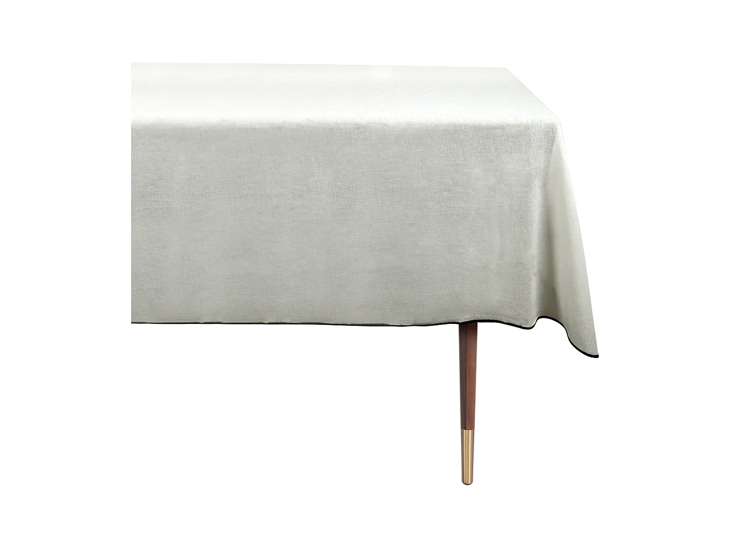 Nappe en coton et lin blanc bourdon noir 250x170cm