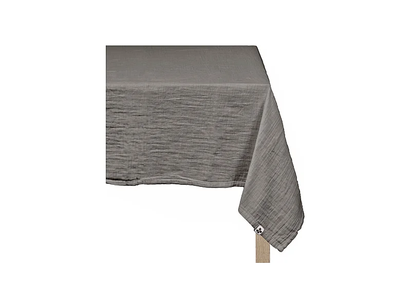 Nappe 150 x 250 cm en double gaze de coton gaufrée gris - PEPA