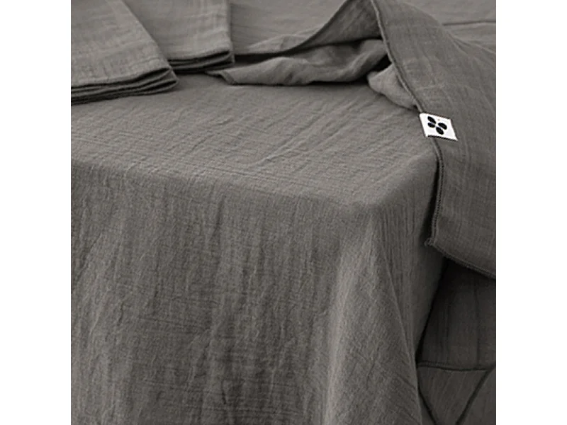 Nappe 150 x 250 cm en double gaze de coton gaufrée gris - PEPA