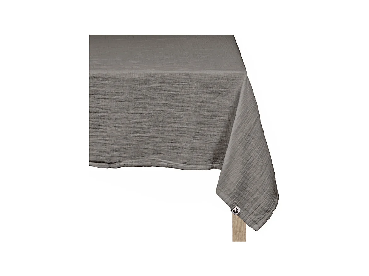 Nappe 150 x 250 cm en double gaze de coton gaufrée gris - PEPA