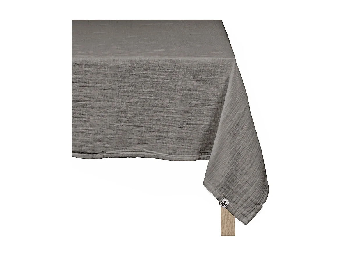Nappe 150 x 250 cm en double gaze de coton gaufrée gris - PEPA
