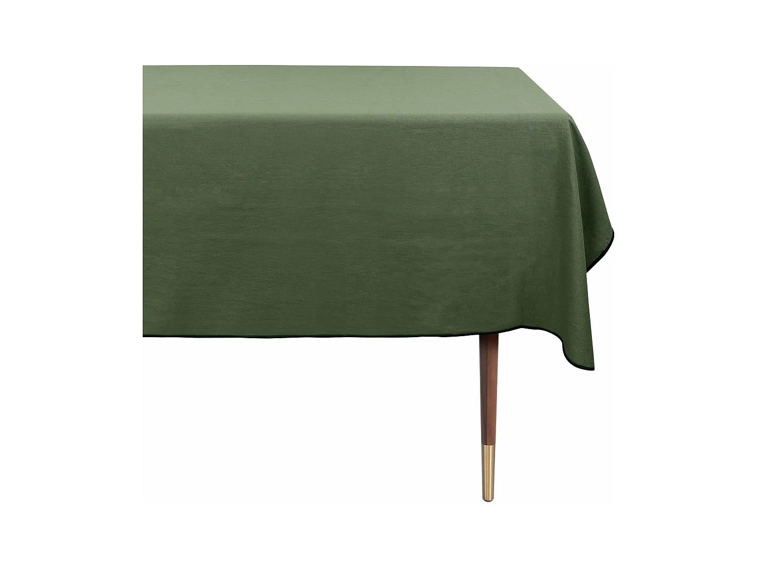 Nappe en coton et lin kaki bourdon noir 300x170cm