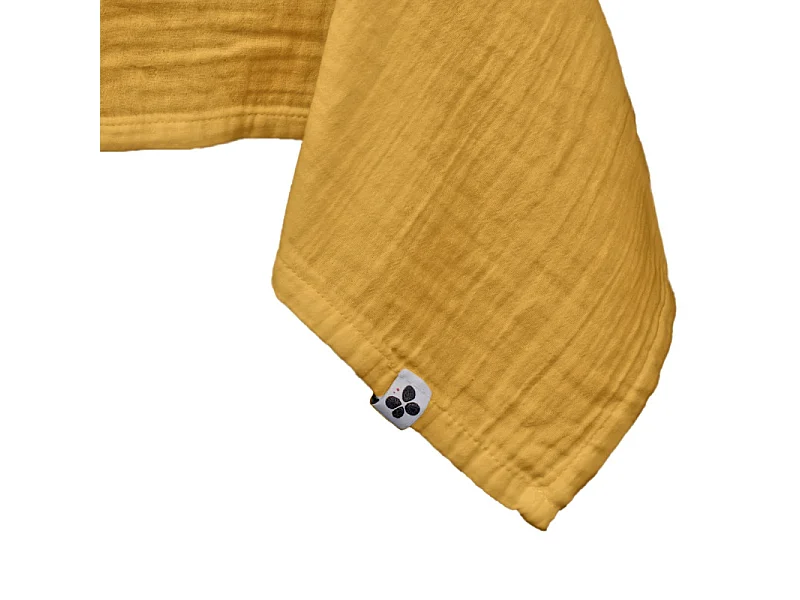 Nappe 150 x 250 cm en double gaze de coton gaufrée jaune - PEPA