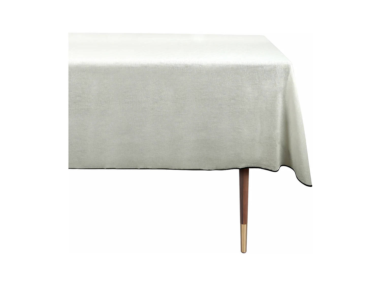 Nappe en coton et lin blanc bourdon noir 300x170cm