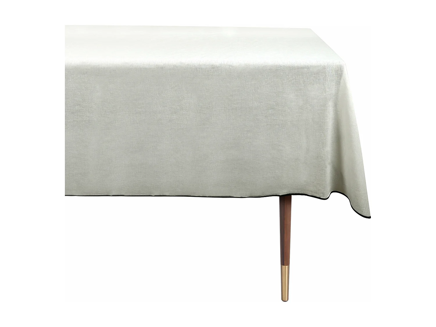 Nappe en coton et lin blanc bourdon noir 300x170cm