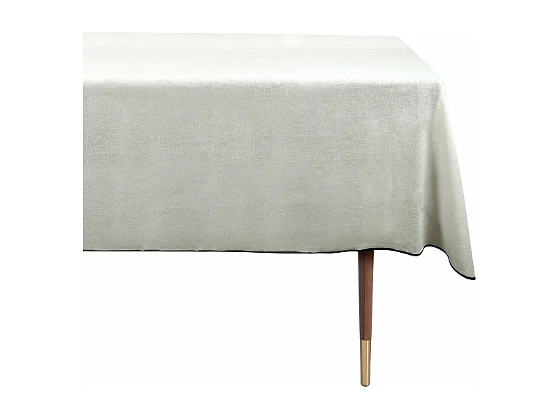Nappe en coton et lin blanc bourdon noir 300x170cm