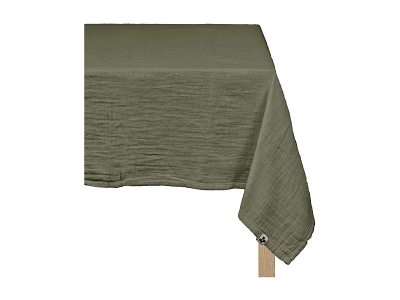 Nappe 150 x 250 cm en double gaze de coton gaufrée vert - PEPA