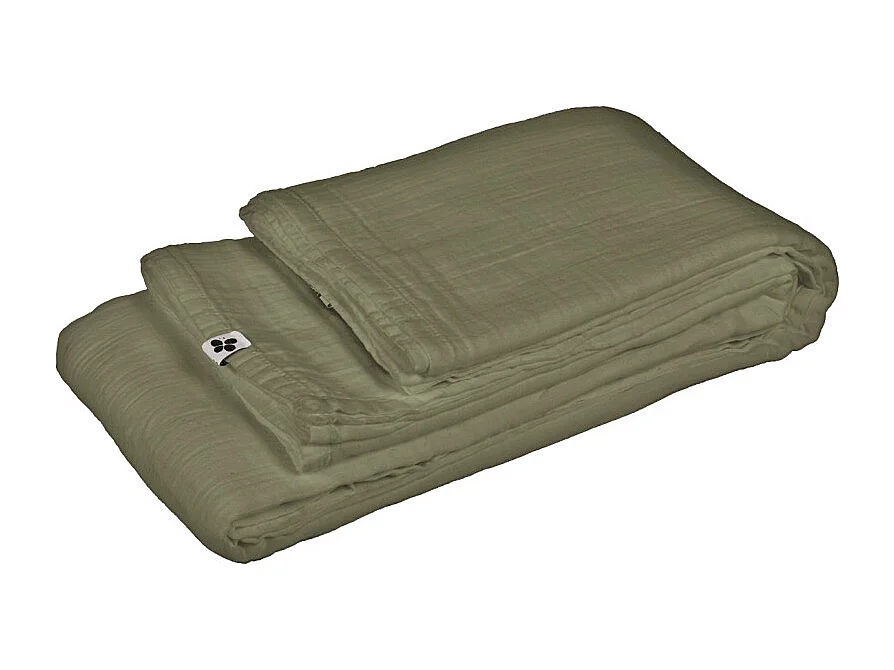 Nappe 150 x 250 cm en double gaze de coton gaufrée vert - PEPA