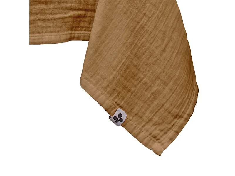 Nappe 150 x 250 cm en double gaze de coton gaufrée camel - PEPA