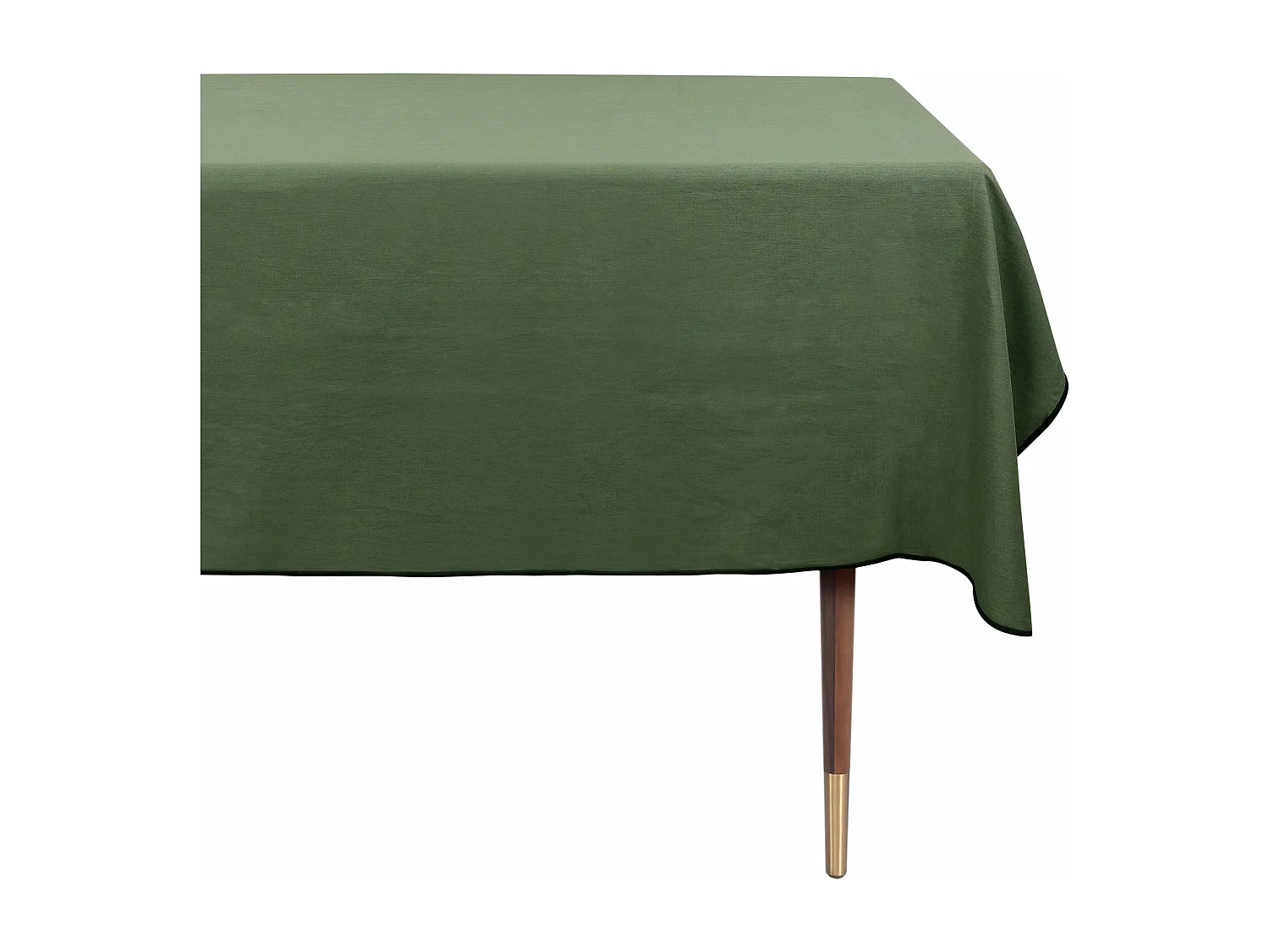 Nappe en coton et lin kaki bourdon noir 250x170cm